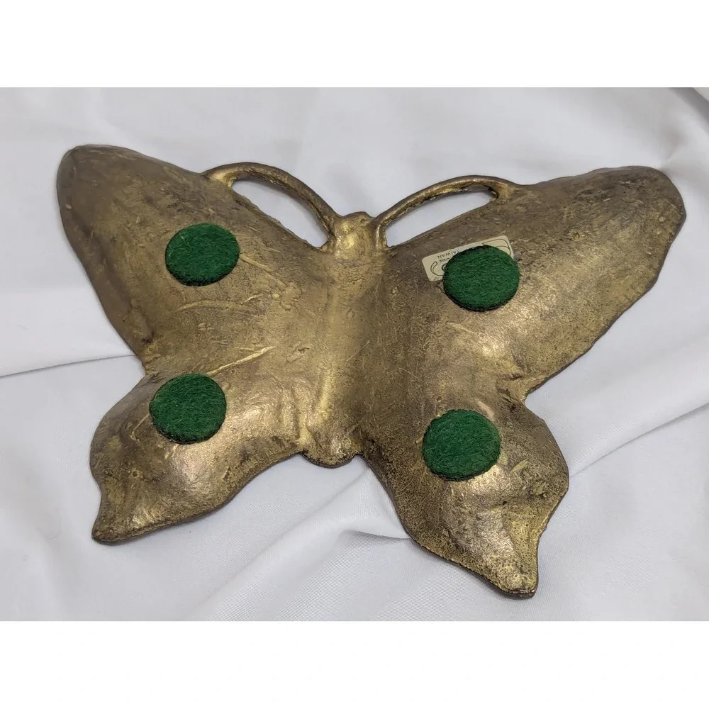 Vintage Brass Butterfly Trinket Dish Boho Cottage Garden Decor by Enesco